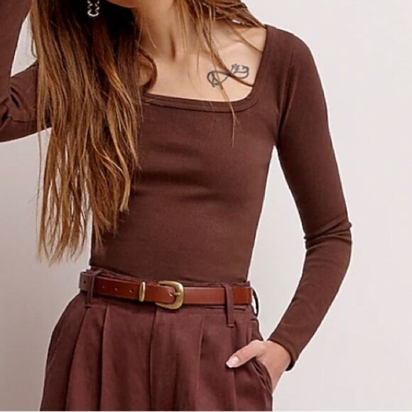 Madewell Square-Neck Long-Sleeve Crop Tee in Sleekhold NWT Size XXS - Picture 1 of 6